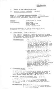 Administrative record - City of Sunshine - Commissioner Mr Alexander Alex George Gillon Collection 1976 - 1982 - Report of the forward planning committee meeting 30th April 1981, City of Sunshine, 12th May 1981