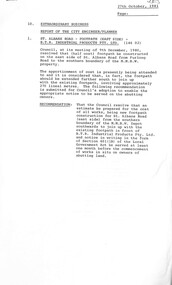 Administrative record - City of Sunshine - Commissioner Mr Alexander Alex George Gillon Collection 1976 - 1982 - Extraordinary Business 27th October 1981, City of Sunshine, 12th May 1981