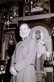 Photograph - Father Nicholas The Greek Orthodox Community of St. Albans Church 'Aghia Paraskevi' 1991 Photographs, Sharon Cavanagh, 22nd February 1991