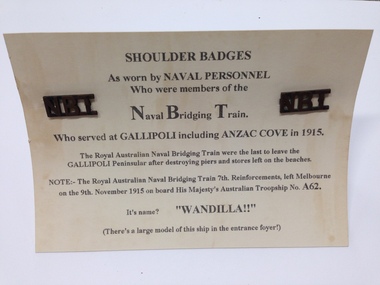Shoulder Titles, Royal Australian Naval Bridging Train Shoulder Titles