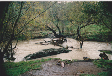 Darebin Creek in flood 1990, Darebin Parklands Association, 1990