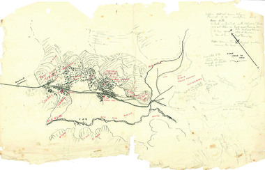 Hand-Drawn Map Centred on Myrtleford by Frank Lebbell Frost [ca 1915-1918]