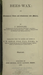 Publication, e-book, Bees-wax: its economical uses and conversion into money (Dennler, J.), Kings Langley, 1889, 1889