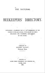 Publication, e-book, The national beekeepers' directory (Alley, H.), Salem, 1889, 1889