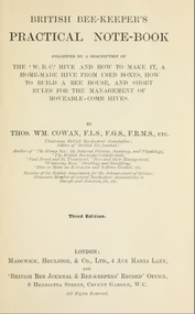 Publication, e-book, British bee-keeper's practical note-book (Cowan, T. W.), London, 1904