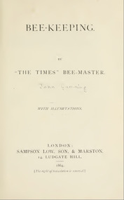 Publication, e-book, Bee-keeping by "The Times" bee-master (Cummings, J.), London, 1864
