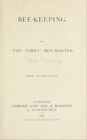 Publication, e-book, Bee-keeping by "The Times" bee-master (Cummings, J.), London, 1864, 1864