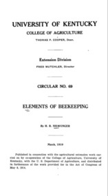 Publication, e-books, Elements of beekeeping (Niswonger, H. R.), Lexington, 1919