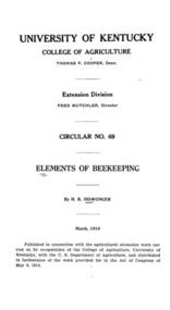 Publication, e-books, Elements of beekeeping (Niswonger, H. R.), Lexington, 1919, 1919