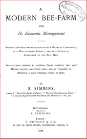 Publication, e-book, A modern bee farm and its economic management (Simmins, S.), Rottingdean, 1887, 1887