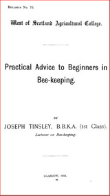 Publication, e-book, Practical advice to beginners in beekeeping (Tinsley, J.), Glasgow, 1916, 1916