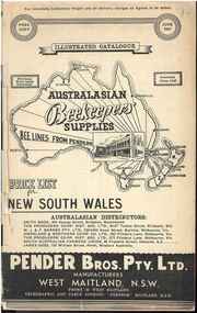 Publication, Australasian Beekeepers' Supplies. (Pender Bros. Pty. Ltd.) West Maitland, 1941, 1941