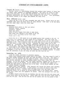 Publication, Various articles: American Foulbrood (AFB); Races of bees; Bee pollen; Queens and divides; Finely crystallized and granulated honey; Dividing honey bee colonies; Rendering beeswax from capping; Top quality beeswax; Dividing honey bee colonies; Solar beeswax rendering and hints for exhibiting wax blocks; Swarming, causes and control with package bees. (Anon). np, ca2003, ca2003