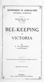 Publication, e-book, Bee-keeping in Victoria. (Beuhne, F. R.). Melbourne, [1915], [1915]