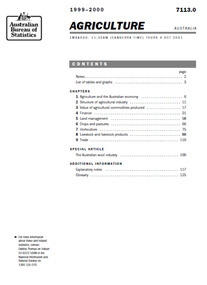 Publication, Agriculture: 1999-2000 (7113.0). (Australian Bureau of Statistics). Canberra, 2001, 2001