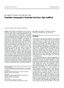 Publication, Population demographics of Australian feral bees (Apis mellifera). (Oldroyd, B. P. and others). np, 1997, 1997