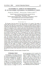 Publication, Economical aspects of beekeeping in 10 countries ascending to European Union. (Pidek, Andrzej and Pohorecka, Krystyna). np, 2004, 2004