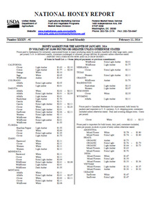 Publication, National honey report. (United States. Department of Agriculture). Washington, 2014, 2014