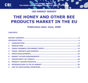 Publication, The honey and other bee products market in the EU: CBI market survey. (Centre for the Promotion of Imports from Developing Countries). The Hague, 2009, 2009