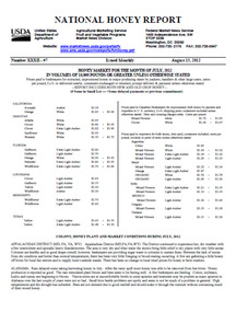 Publication, National honey report. (United States. Department of Agriculture). Washington, 2012, 2012