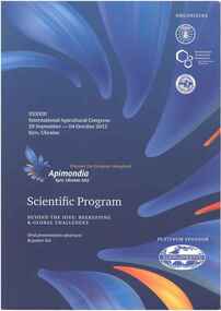 Publication, XXXXIII International Apicultural Congress, 29 September-04 October 2013, Kyiv, Ukraine: scientific program. (Apimondia). [Rome], 2013, [2013]