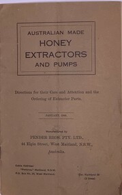 Publication, Australian Made Honey Extractors and Pumps, January 1948