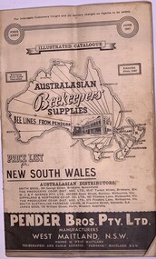 Publication, Australasian Beekeepers' Suppliers (Pender Bros. Pty. Ltd.)Catalogue, Amended June, 1947