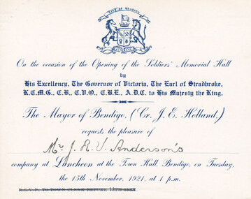 Invitation, 1921