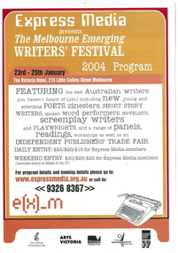 2004 Festival Program, The Melbourne Emerging Writers' Festival 2004 Program