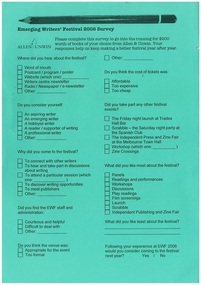 2006 Emerging Writers' Festival Survey