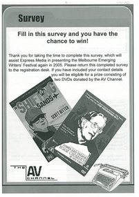 2004 Emerging Writers' Festival Survey