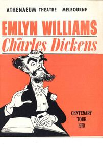 Theatre program, Douglass Advertising Service, Emlyn Williams as Charles Dickens Centenary Tour 1970 performed at the Athenaeum Theatre in 1970, 1970
