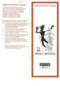 Theatre program, Equus (play) by Peter Shaffer performed by the Melbourne Theatre Company at the Russell St Theatre commencing 8 October 1974