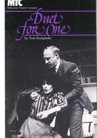 Theatre Program, Duet For One (play) by Tom Kempinski performed at the Athenaeum Theatre commencing 23 March 1983