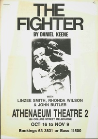 Theatre Program, The Fighter (play) by Daniel Keene performed at the Athenaeum Theatre 2 16 October - 9 November 1986