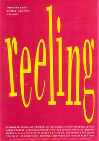 Theatre Program, Reeling (dance)  an evening of short works by Independent Dance Artists (IDA) performed at the Athenaeum Theatre Two commencing 1 March 1989