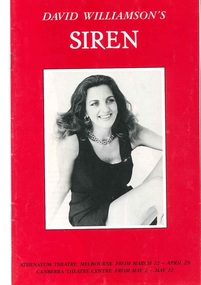 Theatre Program, Siren (play) By David Williamson performed at the Athenaeum Theatre commencing 22 March 1990
