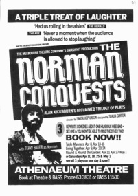 Theatre Program, The Norman Conquests / Table Manners / Living Together / Round and Round the Garden(plays)by Alan Ayckbourn  performed at the Athenaeum Theatre commencing 8 April 1987