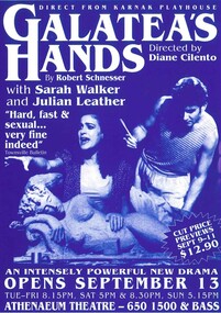 Theatre Flyer, Galatea's Hands, play, performed at Athenaeum Theatre commencing September 13 1994