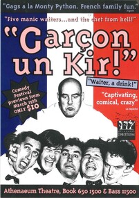 Flyer, Garcon Un Kir!, (comedy)by Didier Guyon performed at Athenaeum Theatre as part of Comedy Festival commencing 29 March 1994