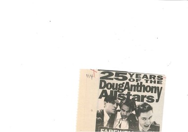 Newspaper Advertisement, Doug Anthony All Stars Farewell Tour (comedy) by Doug Anthony commencing at the Athenaeum Theatre December 3 1994