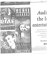 Newspaper Advertisement, Peter Combe in Concert (Concert) performed at Melbourne Athenaeum commencing 6 July 1995