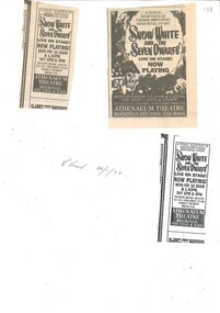 Theatre Advertisement, Snow White and the Seven Dwarfs (play) performed at Athenaeum Theatre commencing January 1995