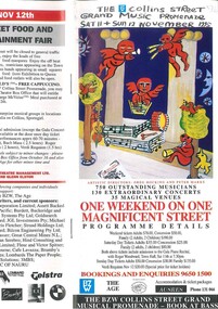 Flyer/ brochure, The BZW Collins Street Grand Musical Promenade(music variety)by BZW Saturday 11 of November 1995
