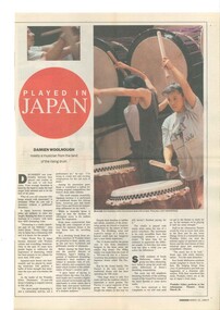 Newspaper article, Wadaiko Ichiro (music) performed at Athenaeum Theatre from 26 March 1996