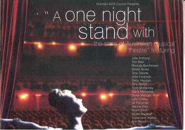 Theatre Program and Ticket, A one night stand with the stars of Australian musical theatre featuring Julie Anthony at Athenaeum Theatre on 7 September 1997