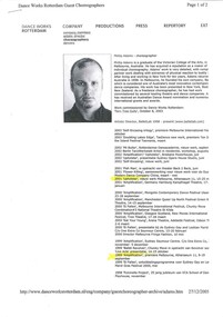web page, Upholster (dance) presented by BalletLab at Athenaeum Theatre two commencing 15 March 2001