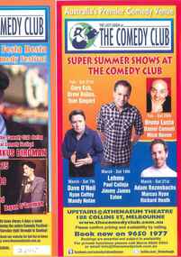 Theatre Flyer, Edinburgh Festa Besta (comedy) as part of Comedy Festival performers include Markus Birdman, Ben Lomas and Bryan O'Gorman, commencing 25 March 2015