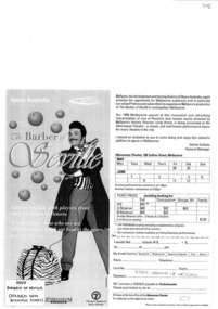 Theatre Program, The Barber of Seville (opera) performed at Athenaeum Theatre commencing 28 May 1999