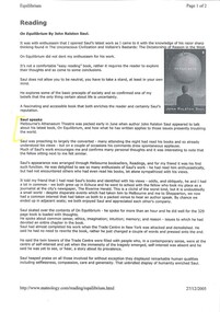 Newspaper article, On Equilibrium - author talk by JOHN RALSTON SAUL at Melbourne's Athenaeum Theatre in June 2005